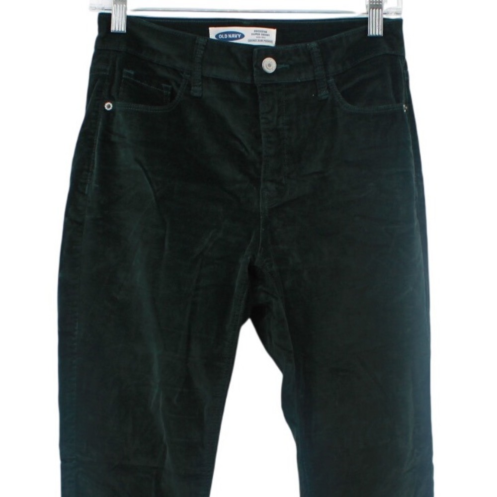 Old Navy Rockstar Super Skinny High Rise Green Velvet Pants Grunge Indie Size 2 - Picture 3 of 9